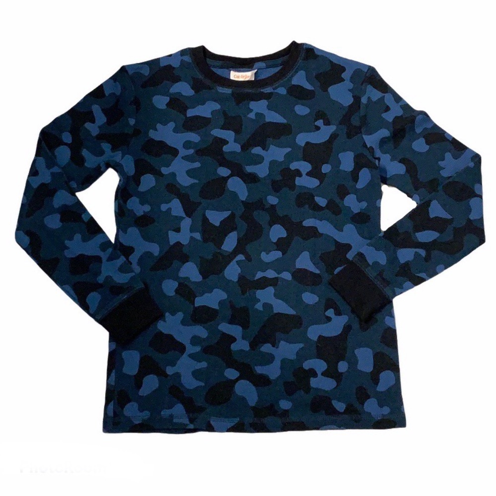 blue thermal camo long sleeve tee